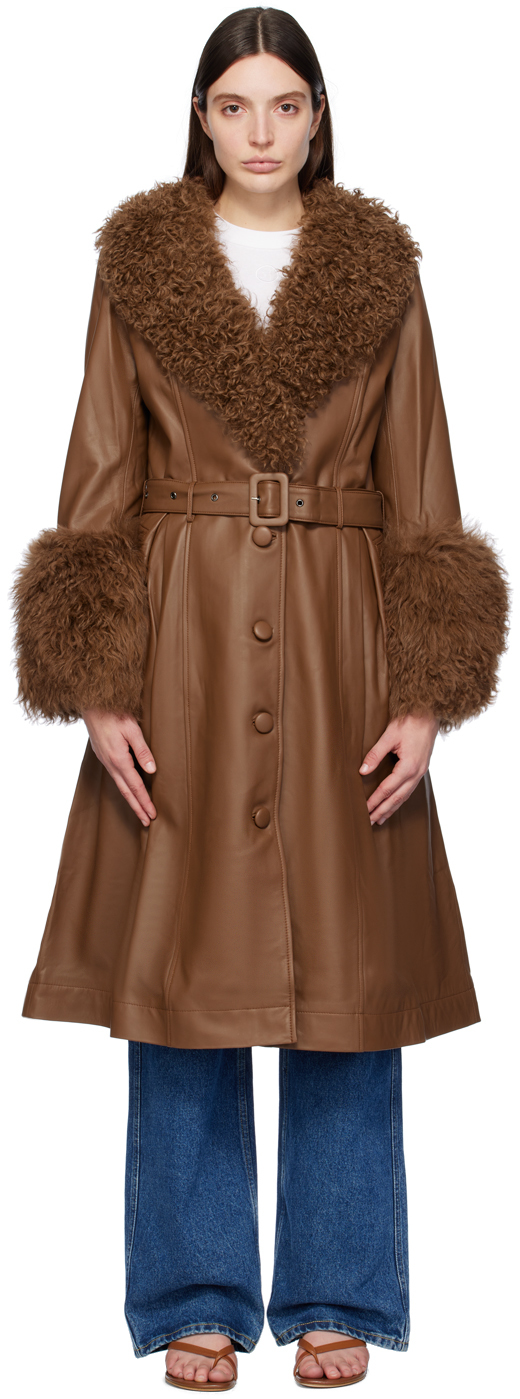 Jacket Fur Foxy Leather Short Coat in Brown Brown / L