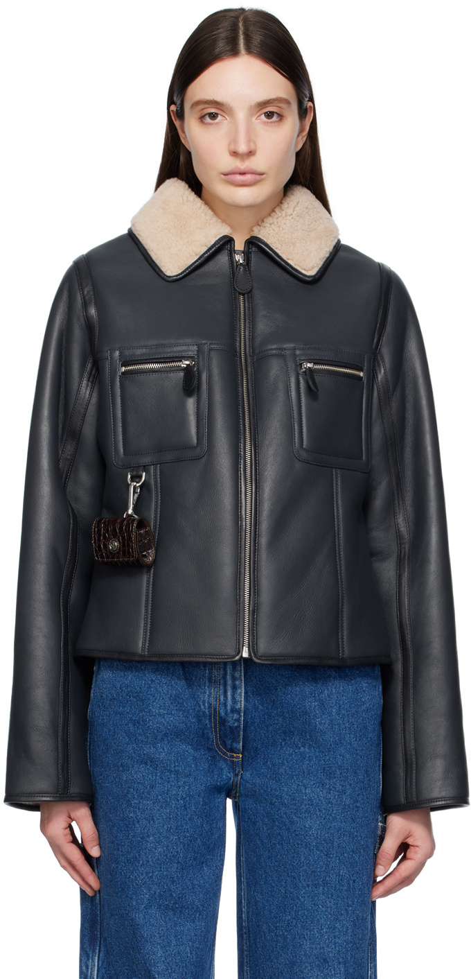 Navy Pablo Leather Jacket
