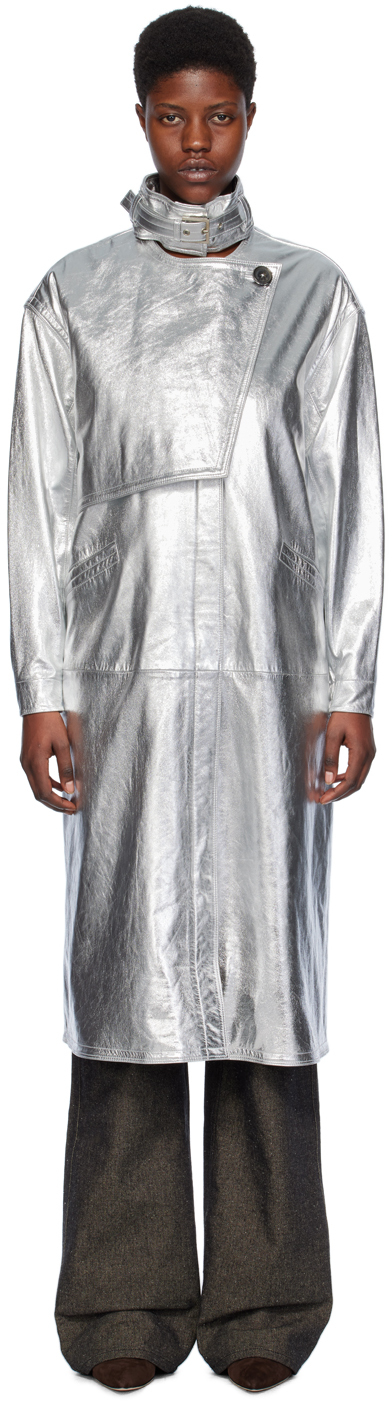 【関税込み】Saks Potts シルバー Miami レザーコート Silver Miami Leather Coat by Saks Potts on Sale
