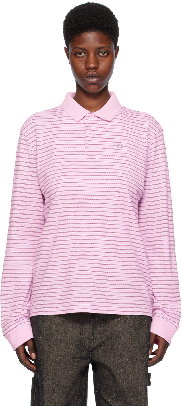 Saks Potts Pink Serena Polo In Berry Stripe