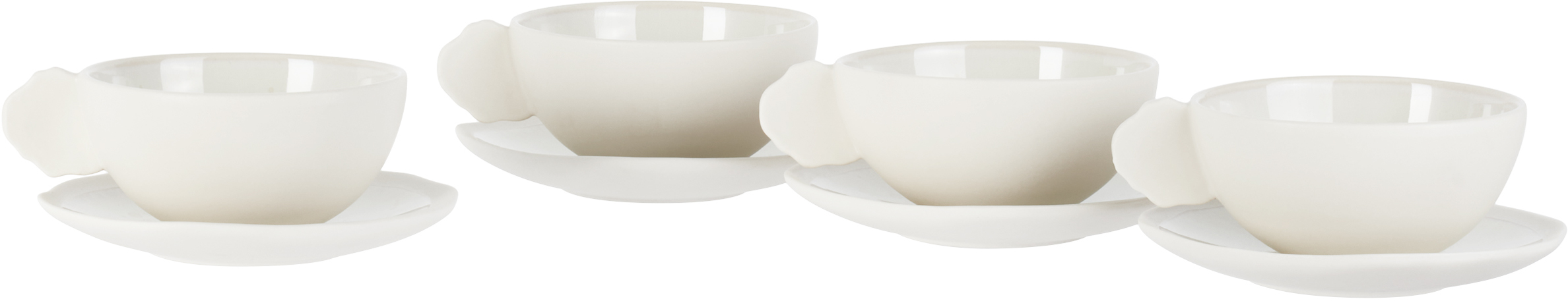 Jars Céramistes Off-white M Plume Cup & Saucer Set, 4 Pcs In Nacre