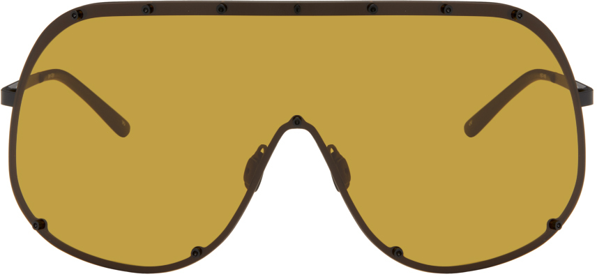 Rick Owens Black Shield Sunglasses In 945 Blk/breen