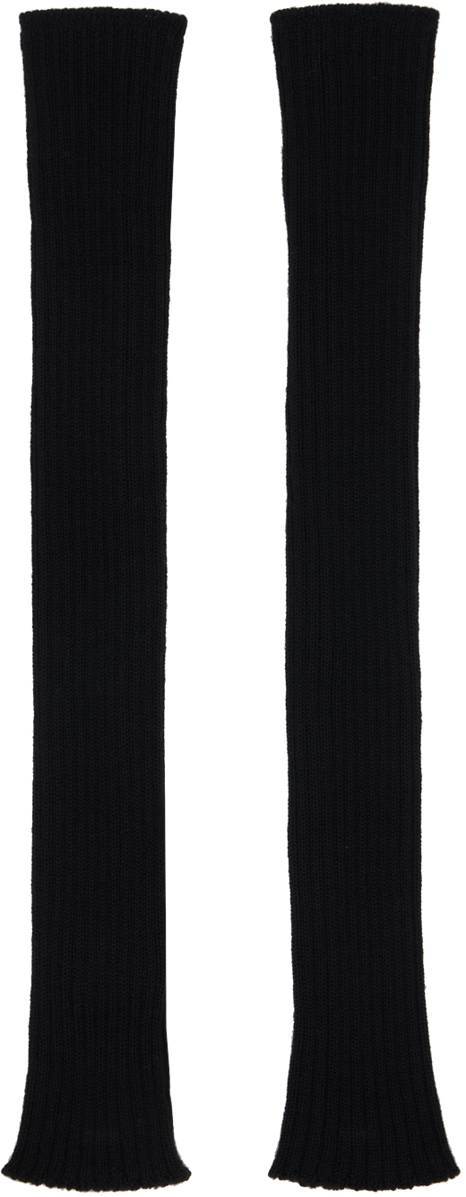 Rick Owens Black Rasato Knit Arm Warmers In 09 Black