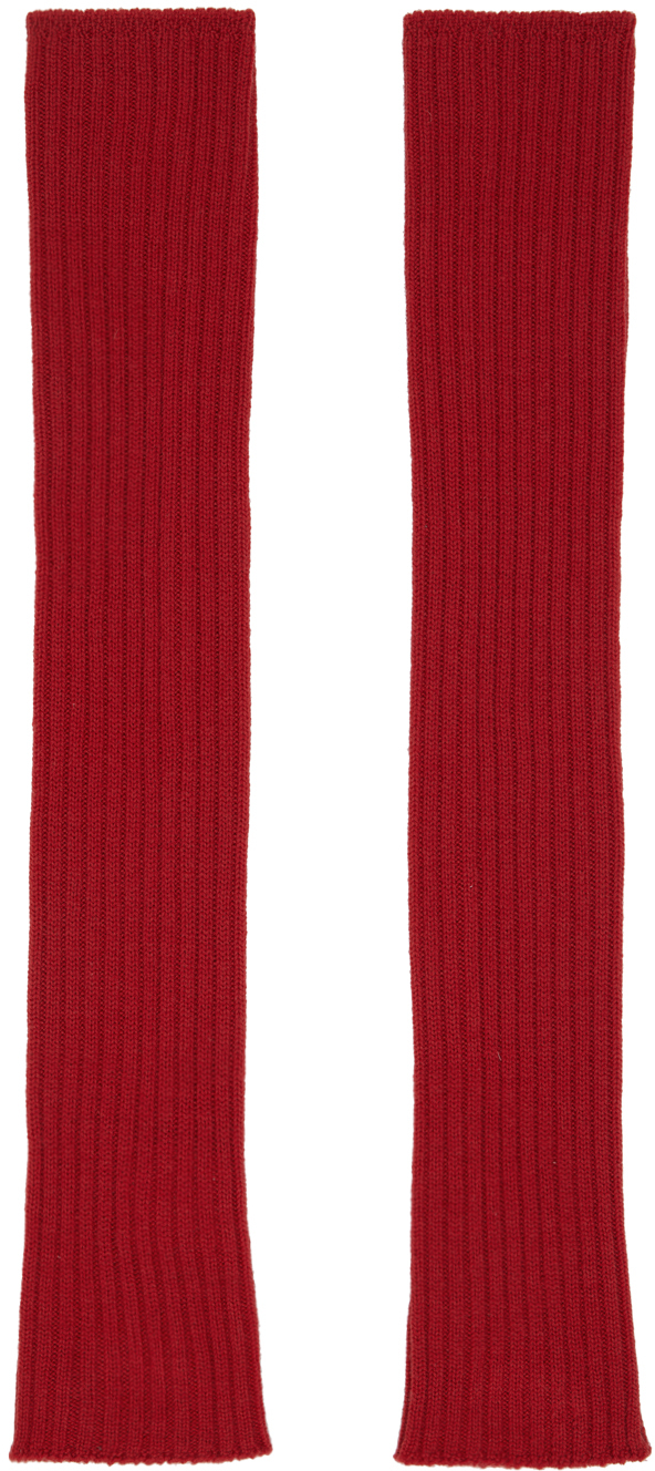 Red Rasato Knit Arm Warmers