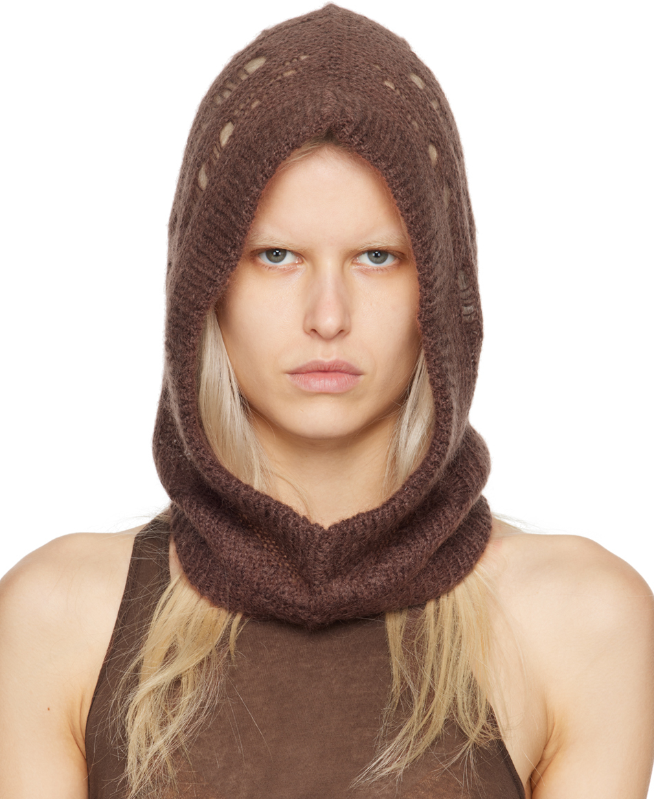 Rick Owens Brown Hood Beanie | Smart Closet