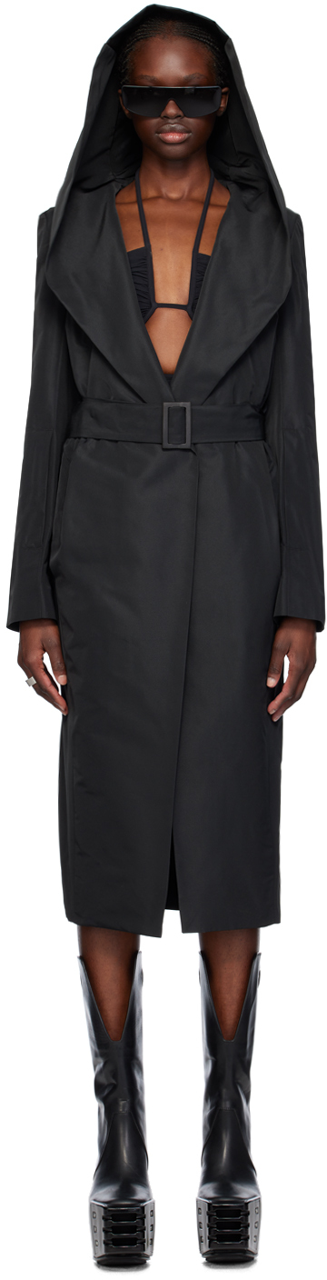 Shop Rick Owens Black Minimal Slim Drella Coat In 09 Black