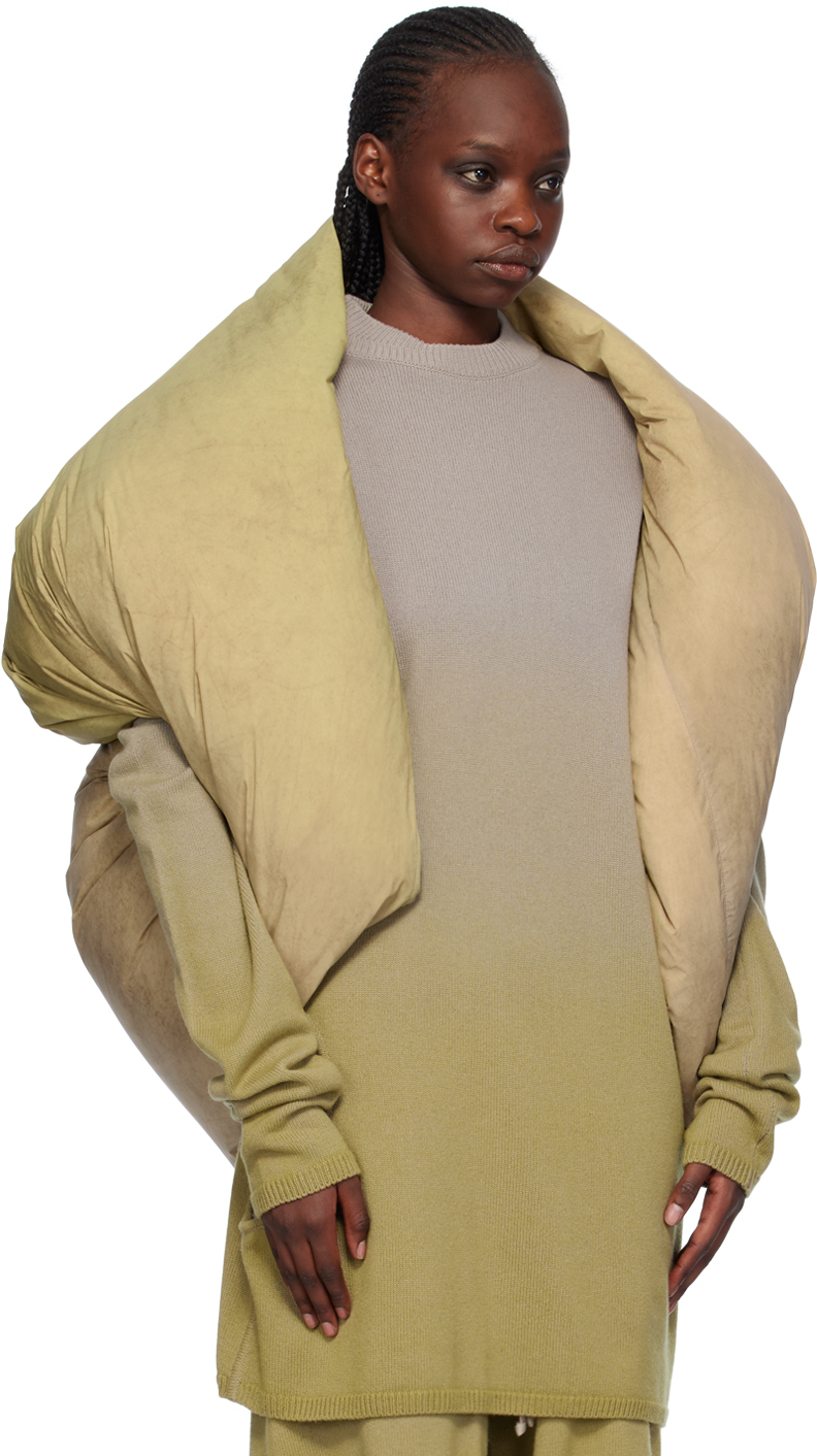 Rick Owens Moncler + Taupe & Green Down Vest In 28d Acid Degrade