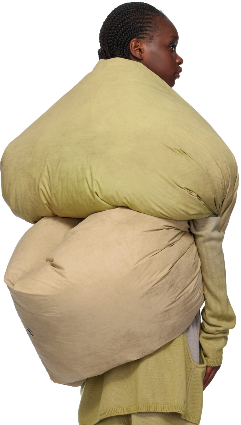 Rick Owens Moncler + Taupe & Green Down Vest In 28d Acid Degrade