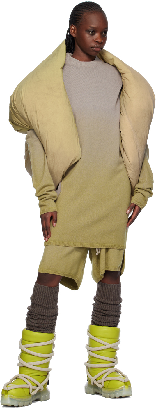 Rick Owens Moncler + Taupe & Green Down Vest In 28d Acid Degrade