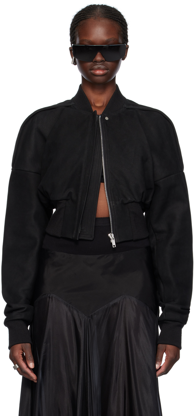 Shop Rick Owens Black Flight Leather Bomber Jacket In 09 Black