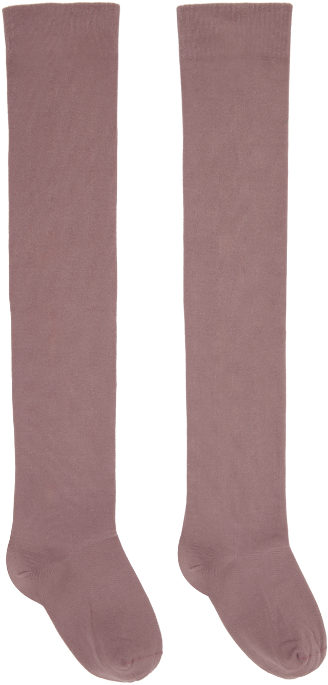 Rouge bourgogne chiné  Chaussettes côtelées - Femme - Pur coton