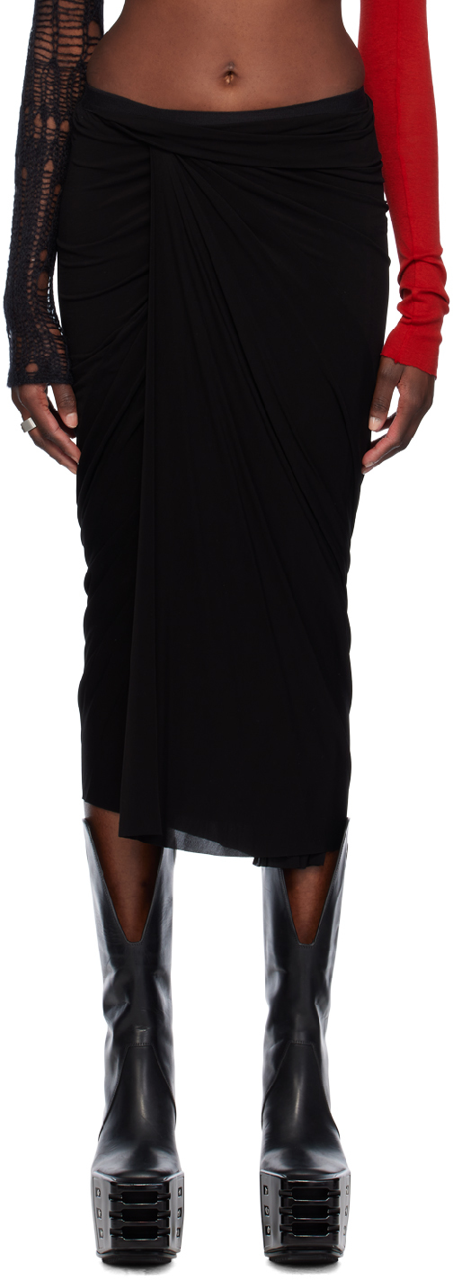Shop Rick Owens Black Wrap Midi Skirt In 09 Black