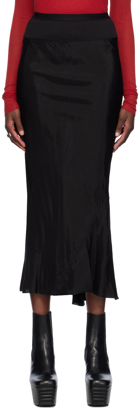 Black Calf Midi Skirt