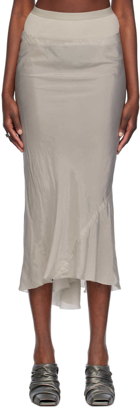 Shop Rick Owens Off-white Calf Midi Skirt In 08 Pearl