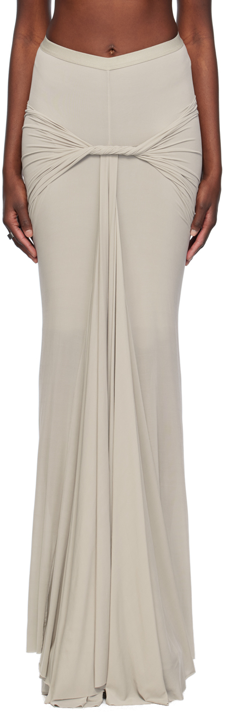 Shop Rick Owens Off-white Twist Maxi Skirt In 08 Pearl