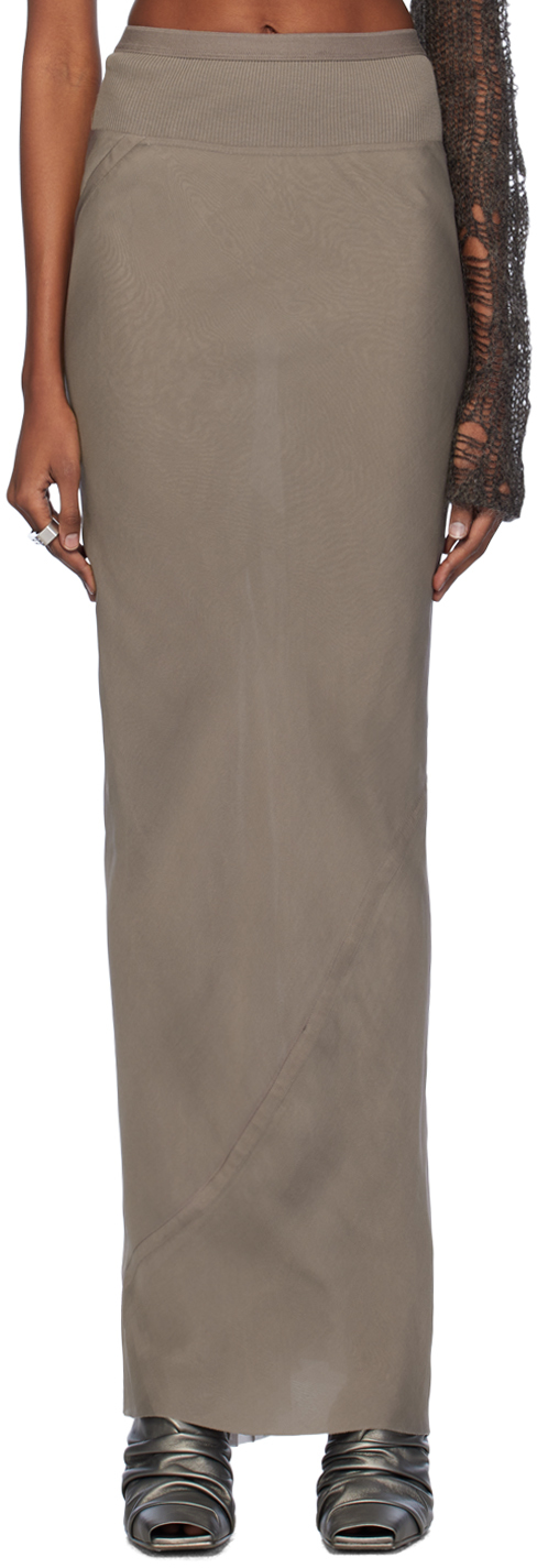 Rick Owens Gray Long Coda Maxi Skirt In 34 Dust