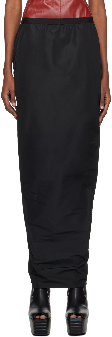 Black Soft Pillar Maxi Skirt