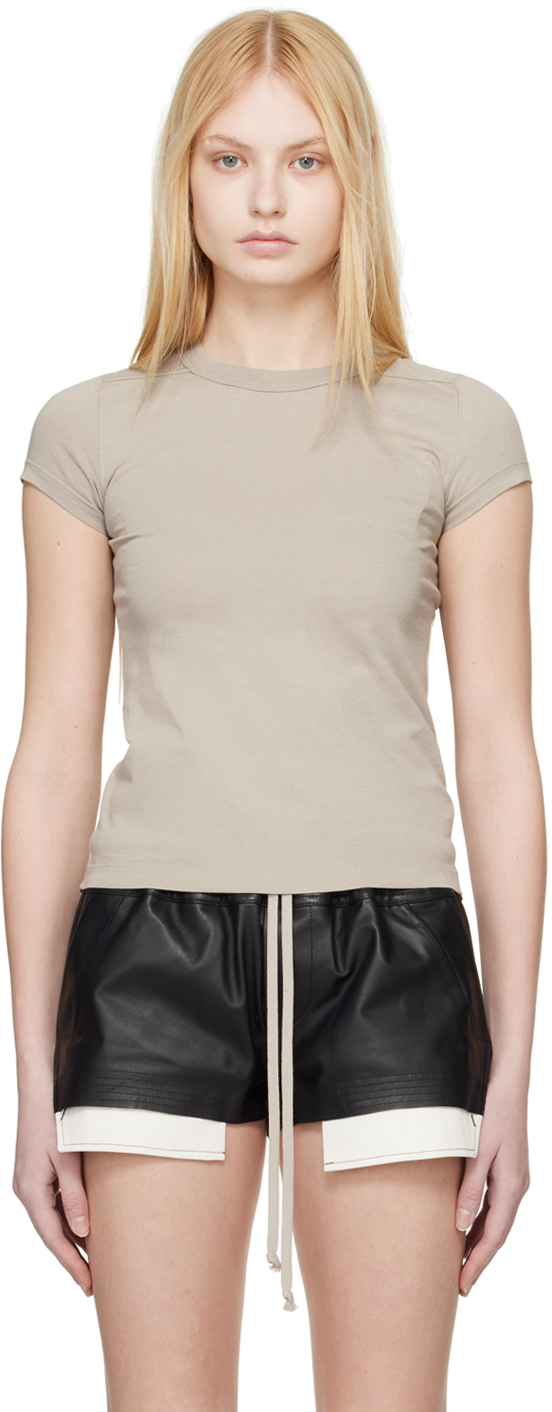 Shop Rick Owens Off-white Cropped Level T-shirt In 08 Pearl