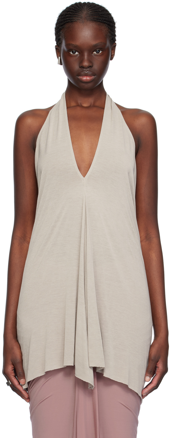 Shop Rick Owens Off-white Halter Tank Top In 08 Pearl