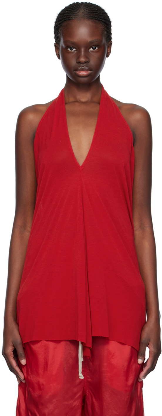 Rick Owens Knitted Tank Top In 03 Cardinal Red