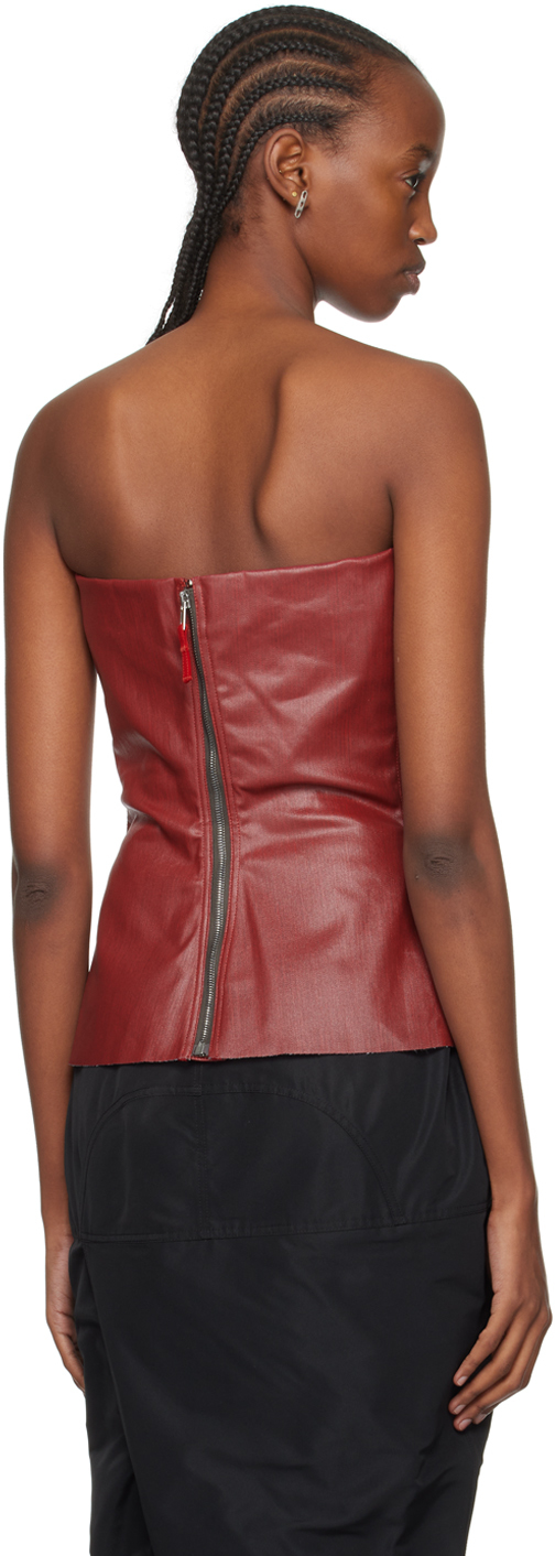 Rick Owens Bustier-style Cotton Corset Top In 03 Cardinal Red