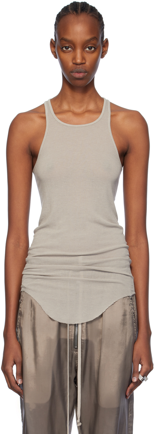 Shop Rick Owens Off-white Basic Rib Tank Top In 08 Pearl