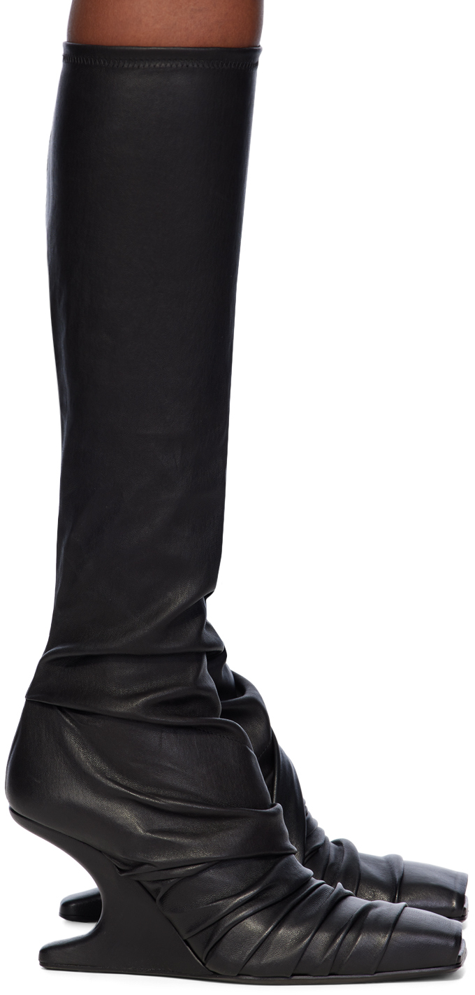 Rick Owens: Black Cantilever Tall Boots | SSENSE