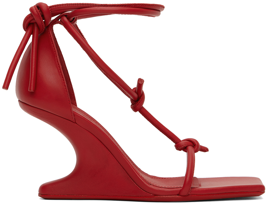 Shop Rick Owens Red Cantilever 8 T Straps Heeled Sandals In 03 Cardinal Red