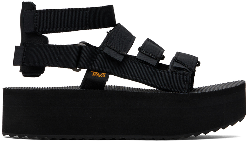 Black Flatform Mevia Sandals by Teva on Sale