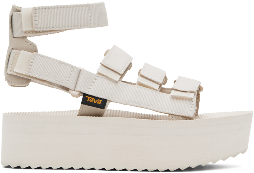 Shop Teva Off-white Flatform Mevia Sandals In Birch