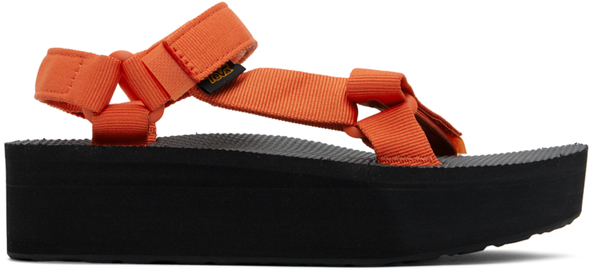 Shop Teva Orange Flatform Universal Sandals In Tigerlily