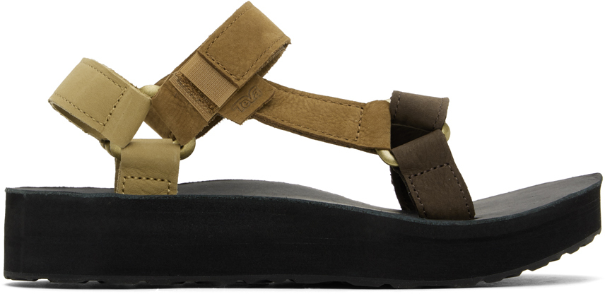 Teva Tan Midform Universal Leather Sandals In Neutral Multi