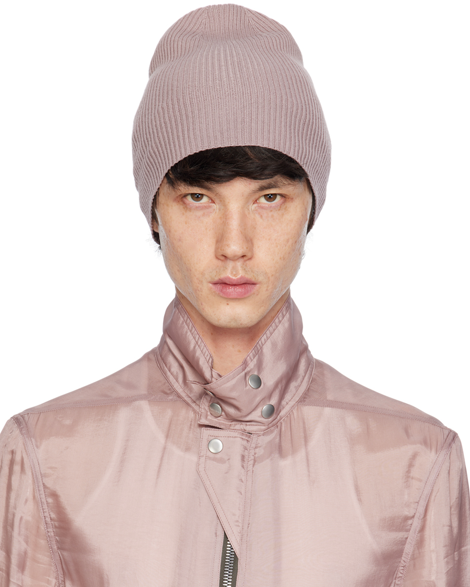 Rick Owens Pink Ribbed Beanie In 63 Dusty Pink