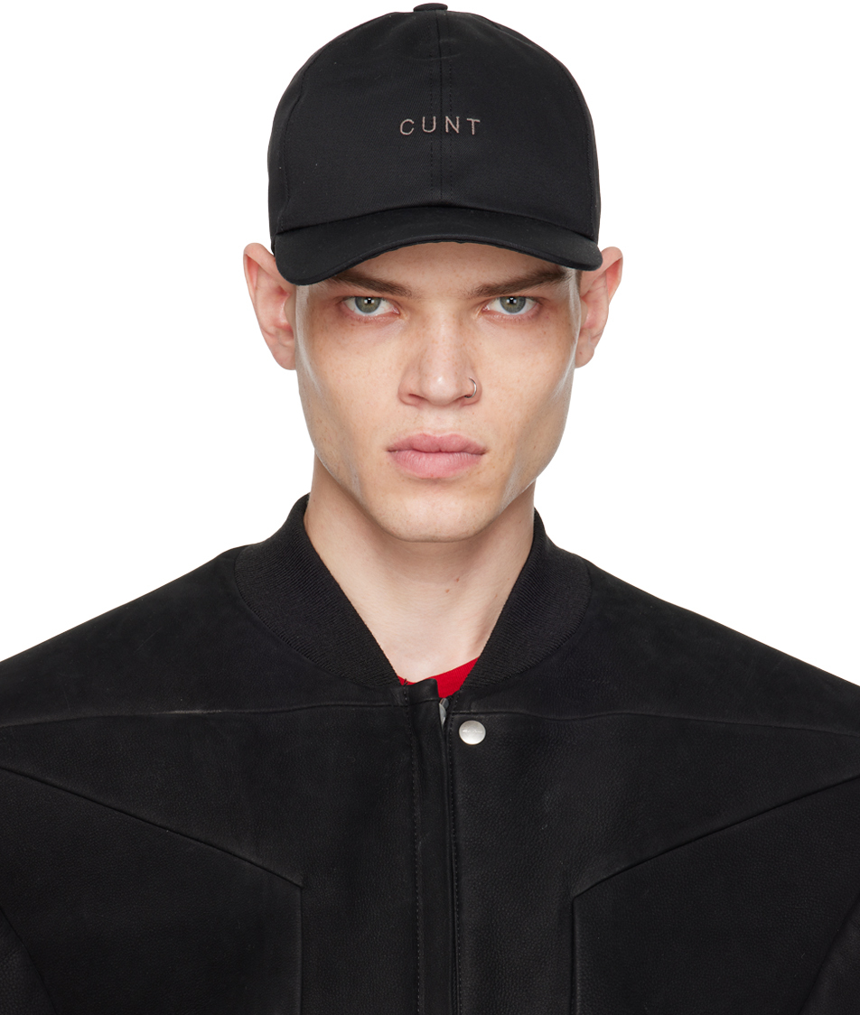Shop Rick Owens Black Cunty Embroidered Baseball Cap In 0934 Black/dust