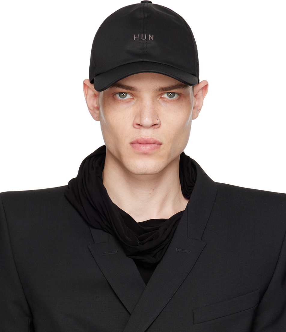 Rick Owens Black Hun Embroidered Heavy Cotton Cap In 0934 Black/dust