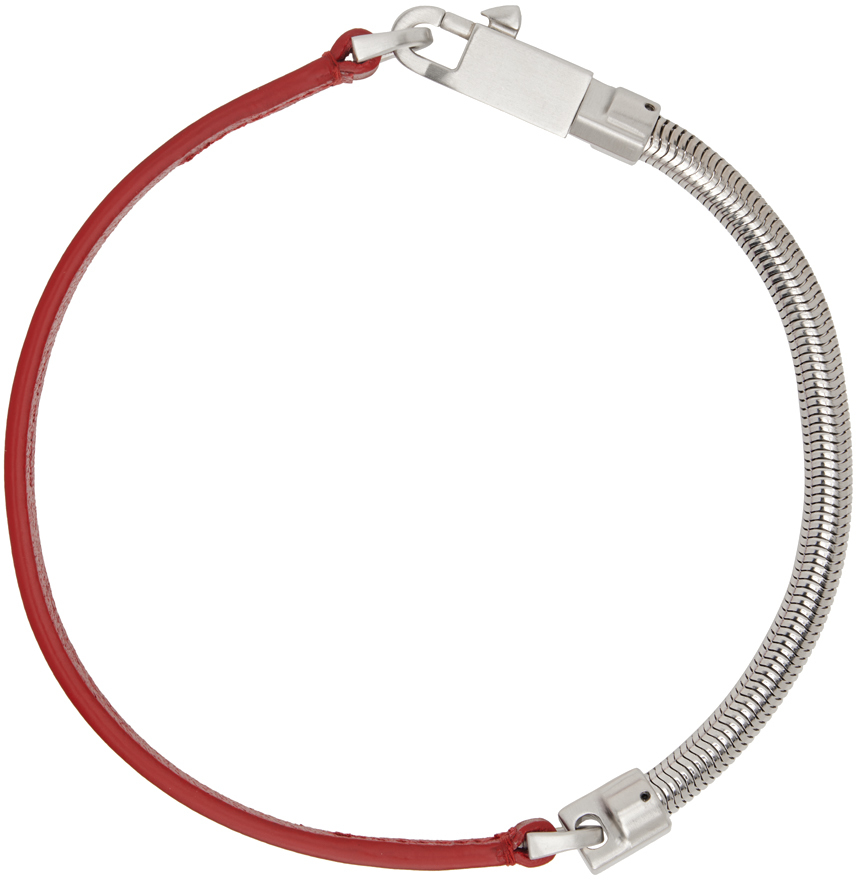 Rick Owens Red & Silver Snakechain Choker In 03 Cardinal Red