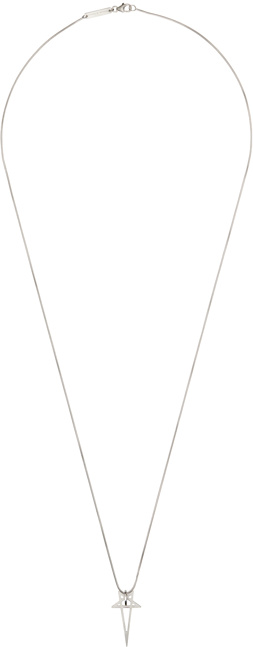 Rick Owens Silver Pentagram Charm Necklace In 128 Palladio