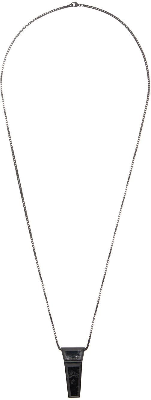 Rick Owens Black Crystal Trunk Charm Necklace In 09 Black