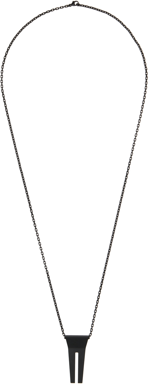 Rick Owens Black Open Trunk Charm Necklace In 09 Black
