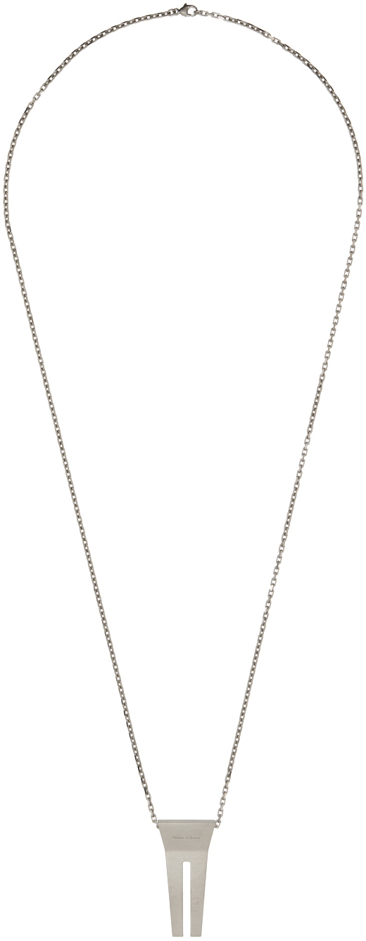Rick Owens Silver Open Trunk Charm Necklace In 128 Palladio