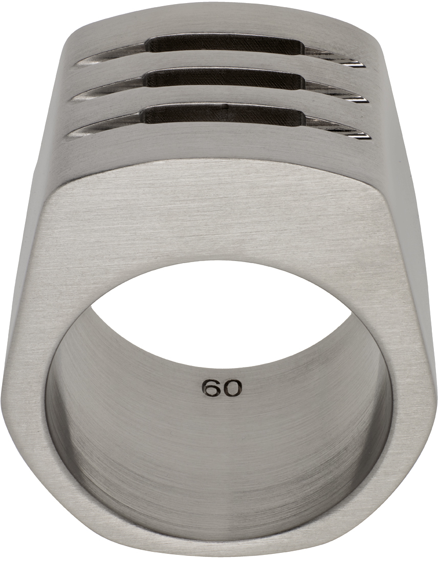 Rick Owens Silver Grill Thumb Ring In 128 Palladio