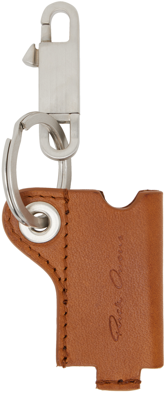 Shop Rick Owens Orange & Silver Mini Lighter Holder Keychain In 53 Clay