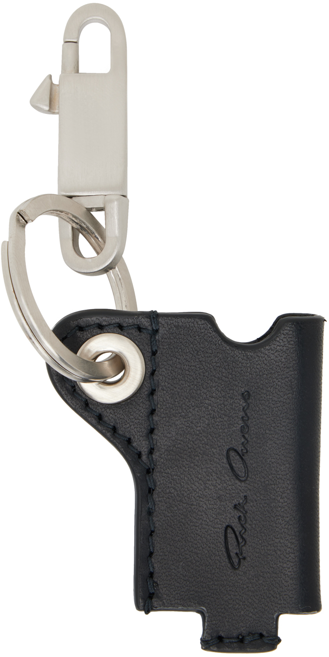 Shop Rick Owens Black & Silver Mini Lighter Holder Keychain In 09 Black