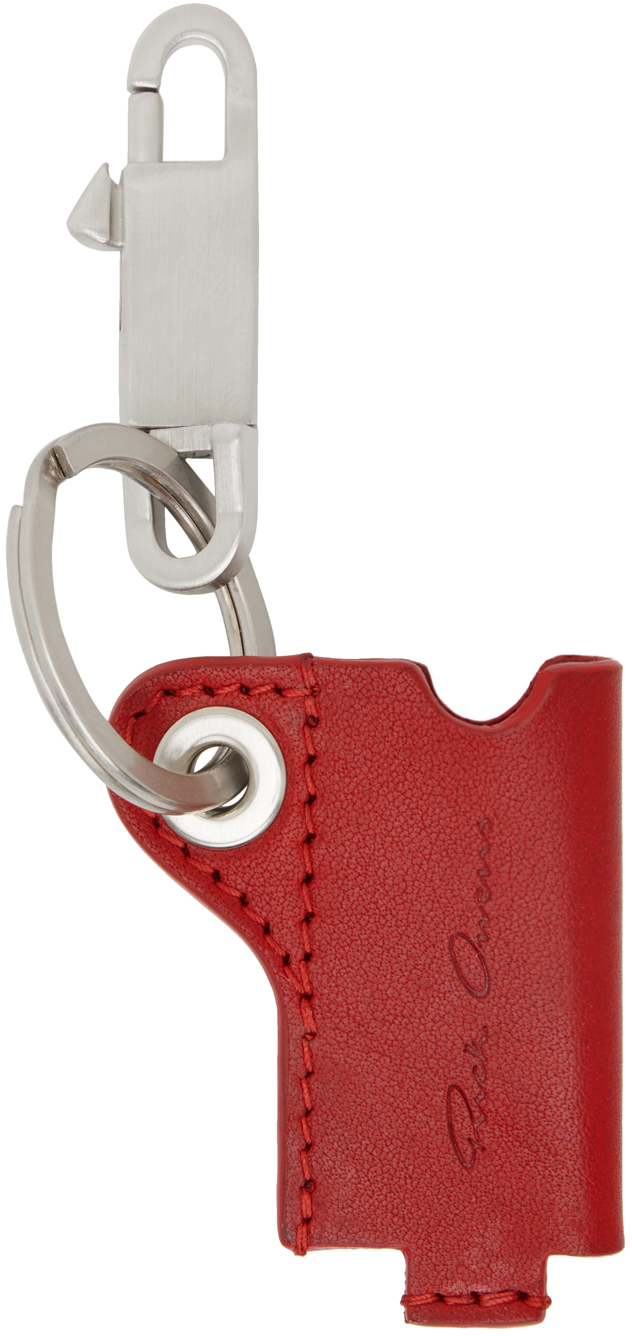Shop Rick Owens Red & Silver Mini Lighter Holder Keychain In 03 Cardinal Red