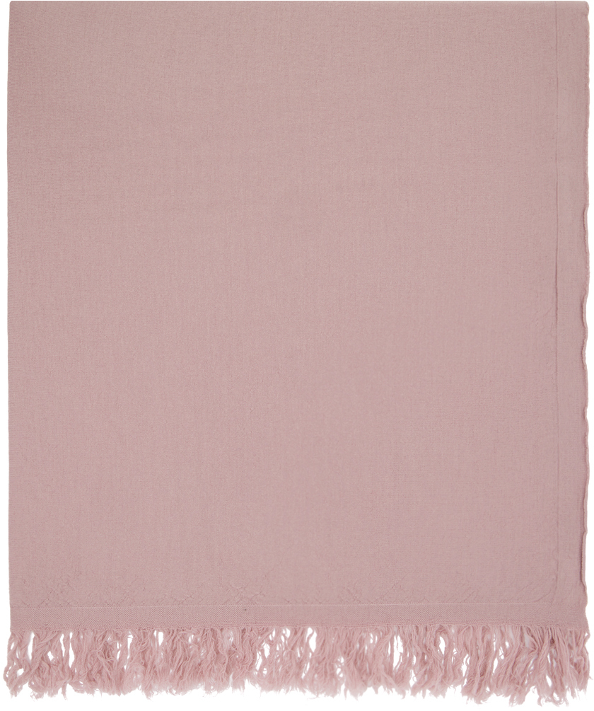 Rick Owens Pink Knit Blanket Scarf In 63 Dusty Pink