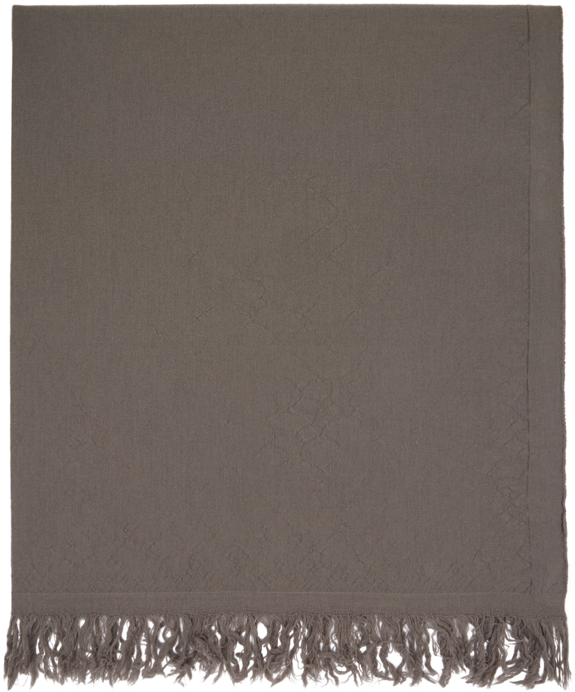 Rick Owens: Gray Knit Blanket Scarf | SSENSE