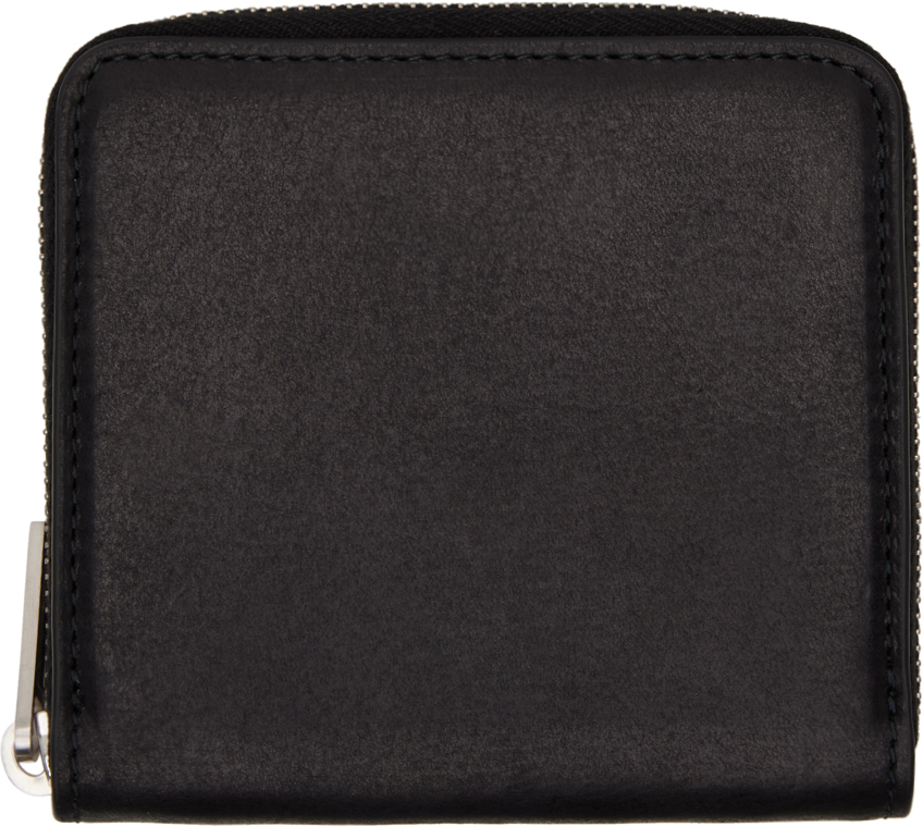 Black Zipped Wallet by Rick Owens on Sale
