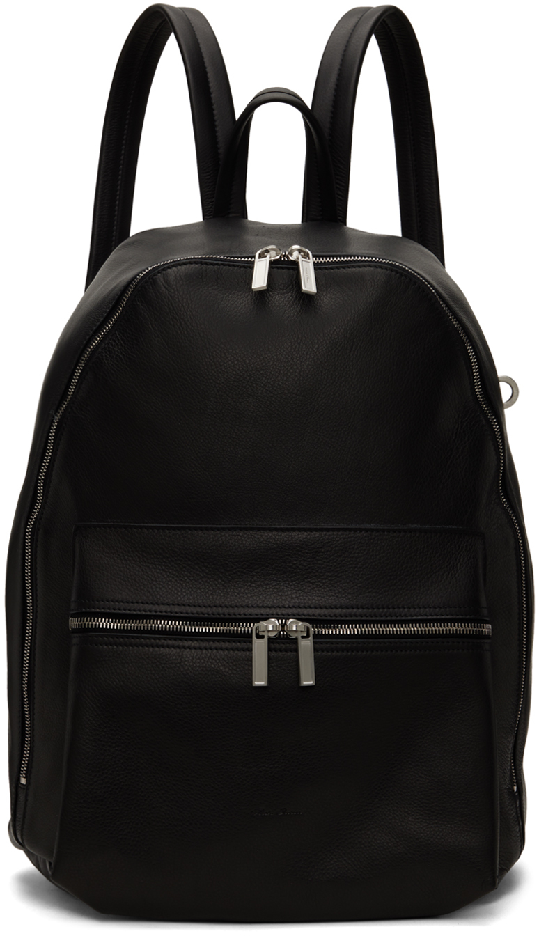 Black Soft Grain Cow Leather Backpack