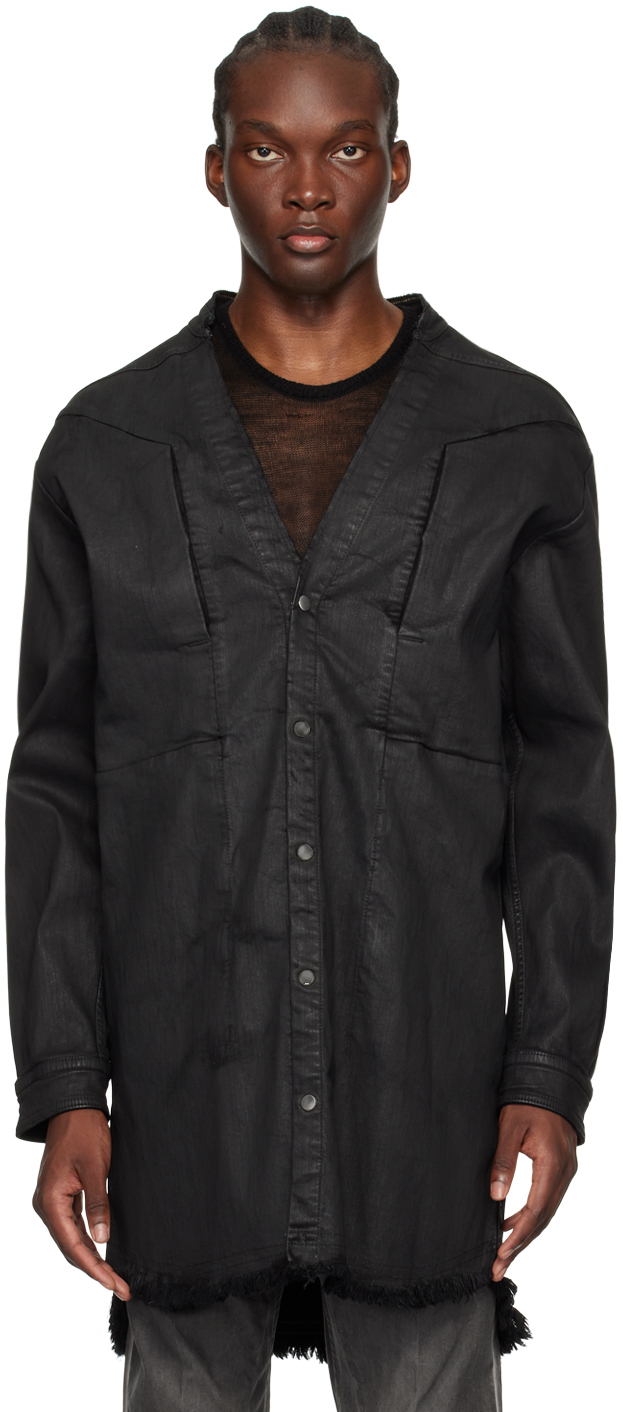 Shop Rick Owens Black Jumbo Denim Jacket In 99 Black/black