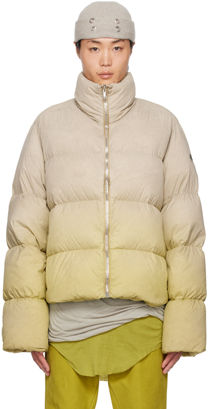 Rick Owens Taupe & Green Moncler Edition Cyclopic Down Jacket 